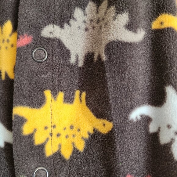 Carters - Preemie Boys Dark Gray Dinosaur Button Up Fleece Sleeper Pajamas - Picture 3 of 6